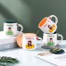 Taza linda con tapa, taza creativa, taza de cerámica, taza de café personalizada para pareja, taza de desayuno en casa, recuerdo de celebración para regalo de 14 de febrero o aniversario 8113