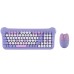 Teclado A-1012 Inalámbrico de teclas redondas (incluye mouse y teclado) rosa, amarillo y violeta 60181