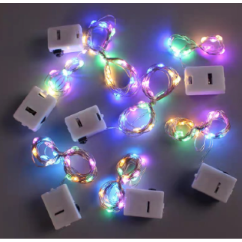 LED botón batería pequeña caja blanca flor colorida cadena de luz decoración de árbol de Navidad alambre de cobre Luces de cadena de ambiente 8800-ER