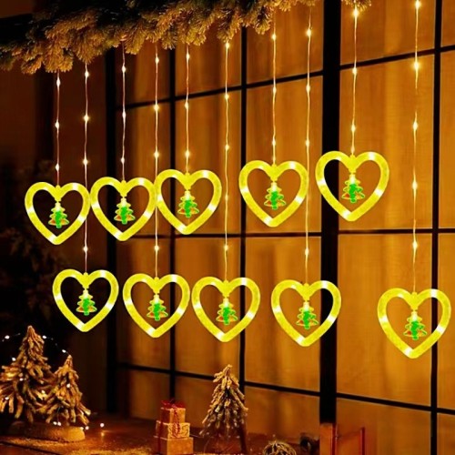 Serie de luz LED cascada de corazones con pino navideño 883216