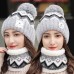 Gorro de lana con protección para los oídos y nariz engrosado de terciopelo de invierno para mujer 90874