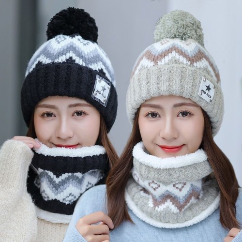 Gorro de lana con protección para los oídos y nariz engrosado de terciopelo de invierno para mujer 90874