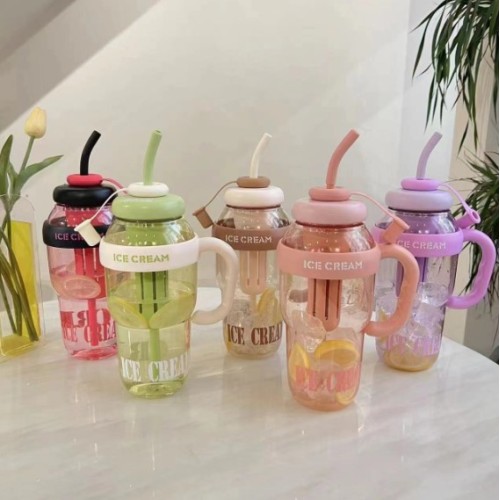 Botellas tazas de agua multicolor de pajita con asa de gran capacidad 92202