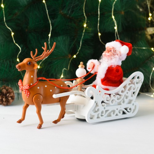 Carro eléctrico de Papá Noel y ciervo, decoración navideña, regalo para niños, trineo de alces B-56