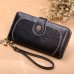 Cartera de mujer con hebilla de cremallera larga de cuero encerado 19*10*3.5cm BAG145