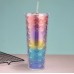 Tazas, vasos de plástico con popote  color degradado tornasol  de 750ml de 24oz BZ7126