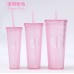 Trió de vasos transparentes con popotes diamante texturizado tipo Starbucks de 1100*710/*450ml BZ7128