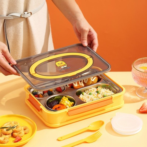 Lonchera bento para alimentos de cuatro compartimentos 19.5*26.5*6.5 cm de patito FH207