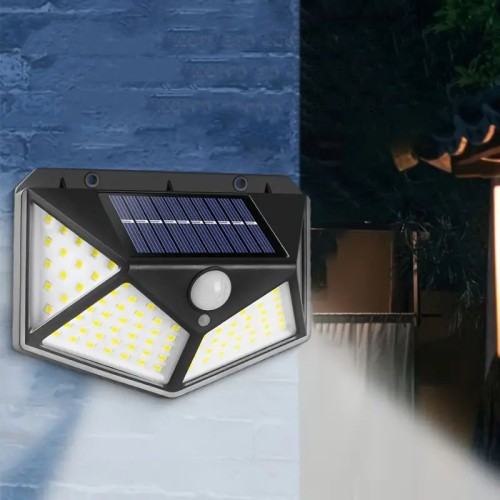 Lámpara solar de pared de 100 LEDS con detección de movimiento HWD-5005