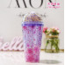 Vaso tipo de doble capa con diseño floral  JJYP242
