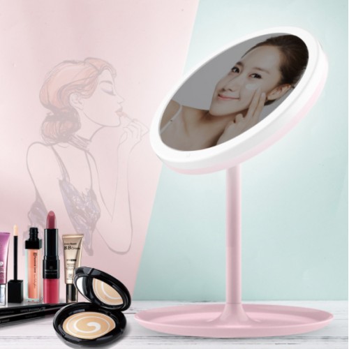 Espejo de maquillaje led con luz espejo de tocador portátil