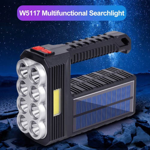 Linterna portátil de 8 LEDS carga solar/recargable USB 4 modos de luz multifunciónal LED-1447