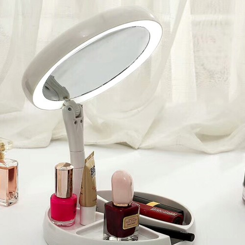 Espejo de maquillaje iluminado de doble cara HD