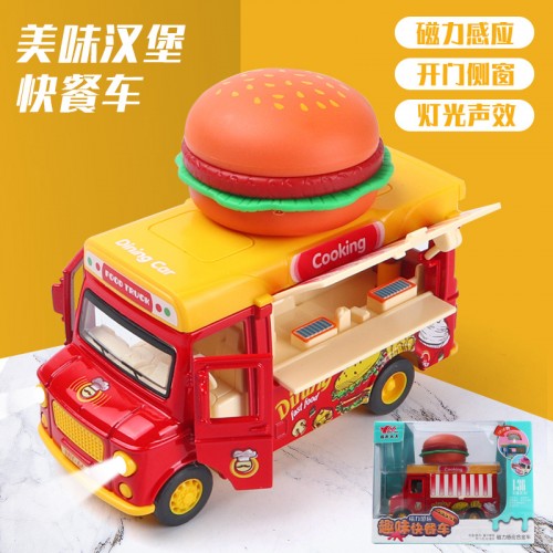 Coche comedor Food truck con música y luz de inducción magnética de aleación para niños, coche de hamburguesas con helado, juguete Amazon Mod. MY66-Q1296