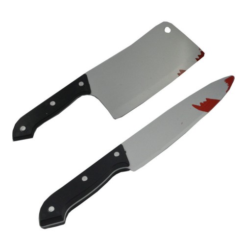 Cuchillo con sangre simulado de plástico, cuchillo de cocina con sangre, cuchillo de cocina de plástico. WS54 