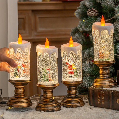 Decoraciones navideñas transfronterizas con velas de agua, linternas de cristal navideñas. D-20161 