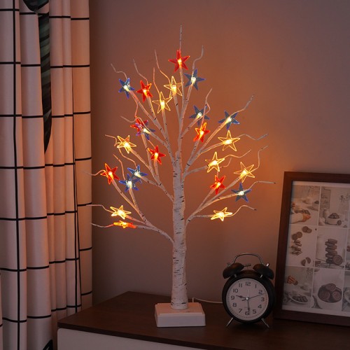 Árbol de abedul con luz blanca  cálida de 24 luces de 60cm, árbol  de decoración SDD1258 