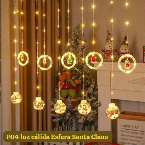 Cortina serie Luz cálida Esfera Santa Claus 3 metros P04-1