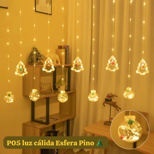 Cortina serie Luz Cálida Esfera Pino 3 metros P04-4