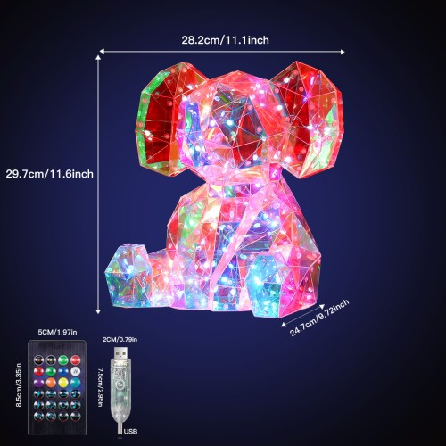 Elefante 40cm de peluche con luz holográfica LED en caja de regalo SDD1150 