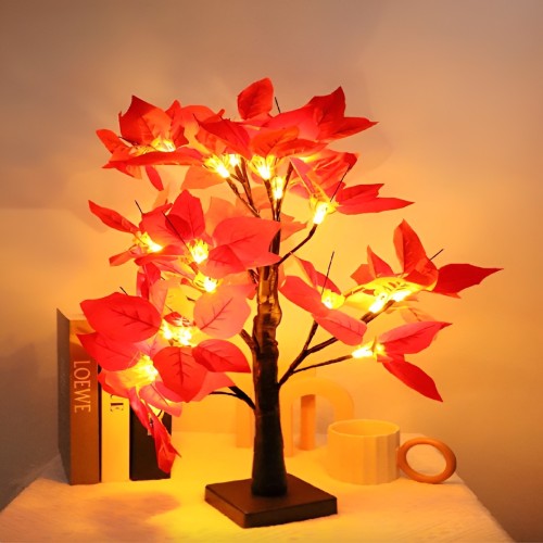 Árbol de flores de Poinsettia artificial iluminado de 60cm para decoración SDD1272