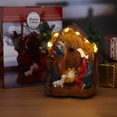 Adorno navideño de nacimiento del niño Jesús USB/PILAS 3AA con luces LED 14.5*9.5*15.5cm SDD1279