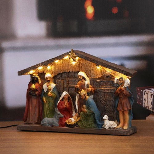 Nacimiento navideño decoración de pesebre con luz 20.5*31*7.8cm SDD1280