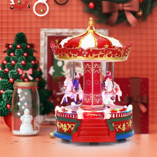 Carrusel navideño musical con luz LED, música y rotación USB/PILAS 21.5*17*15.5cm SDD1281