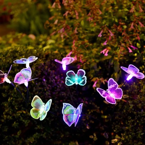 3 luces solar de mariposa oscilante de fibra óptica para decoración de jardin 70cm SDD1325