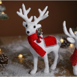 Decoraciones navideños alces  flocados blancos de *37*.*23* *11* cm SDS516