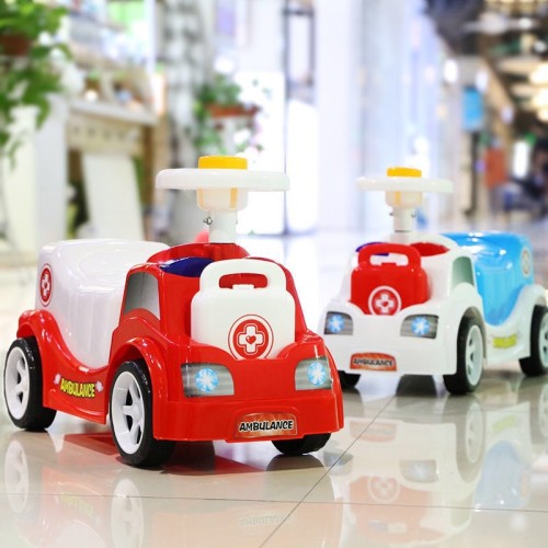 Coche giratorio ambulancia para niños con música, scooter de cuatro ruedas de 1 a 3 años, carro montable de juguete mayoreo SDX-120