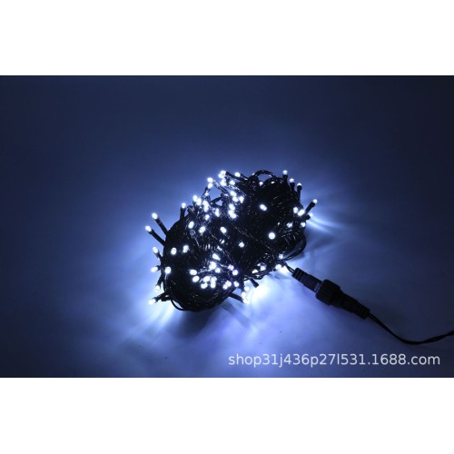 Serie de 300 luces led con 20 m (luz blanca cable negro)