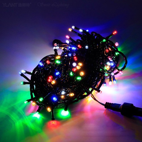 Serie de 50 luces led con 6 m (luz colores cable negro)