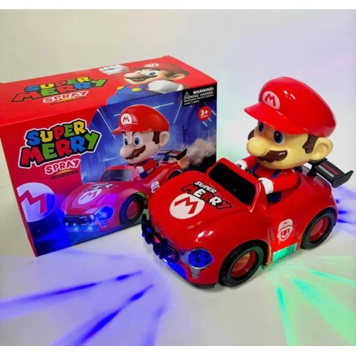 Juguete carrito de Mario con efectos de sonido, luz y spray W-FCWJ2646