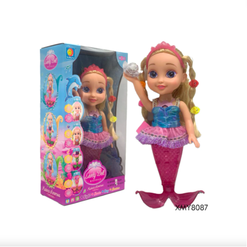 Muñeca de sirena con luz y música para niñas XMY8087