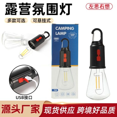 lampara recargable luz led tipo bombilla para acampar 