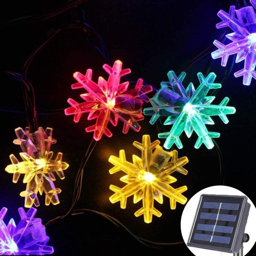 Serie luz led solar de copos de nieve de colores ZFM-0073-C